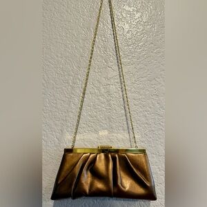 Gunne Sax Bronze Clutch with Gold Chain Excellent condition